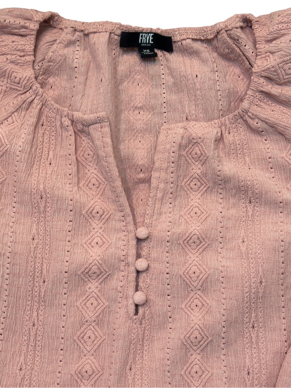 Frye Blush Eyelet V-Neck Peasant Blouse - Picture 3 of 3